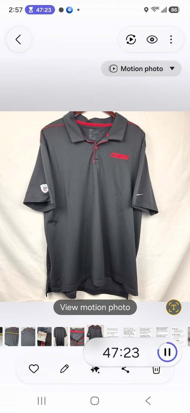 Nike Kansas City Chiefs Dri-FIT Polo Size 2XL Grey NFL Football